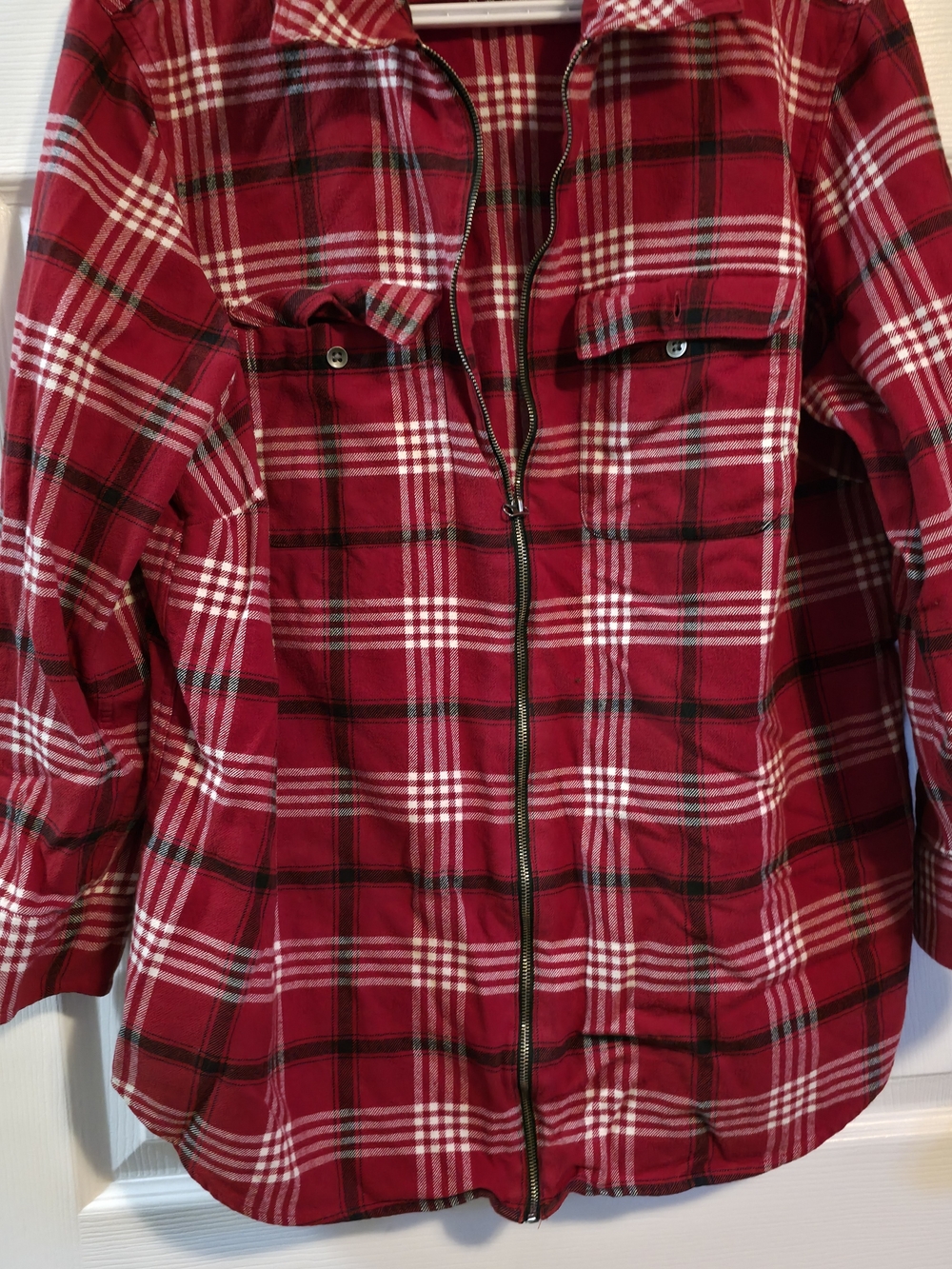 4/$67 Deal! Chaps Red Plaid Zip-Front Jacket